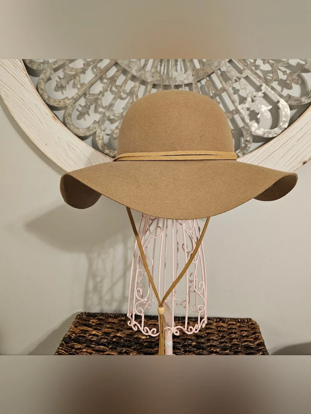 Wide Brim Felt Floppy Sun Hat in Camel